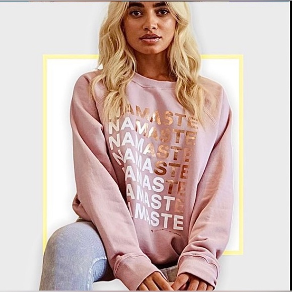 Spiritual Gangster Namaste Graphic Light Pink  Pullover Sweatshirt Sz Small - Picture 2 of 13